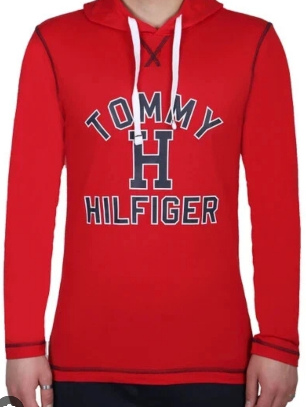 Tommy Hilfiger Red Logo Pullover Sleepwear Hoodie Size S.